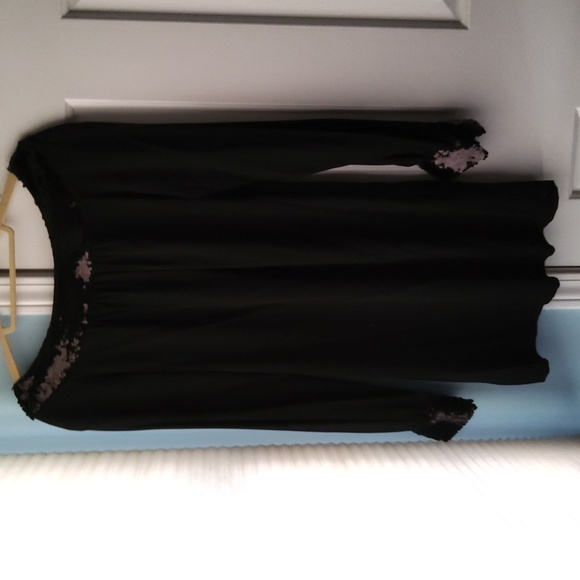 RACHEL ZOE💥New💥Black Sequin Trimmed Silk Dress - Picture 1 of 8